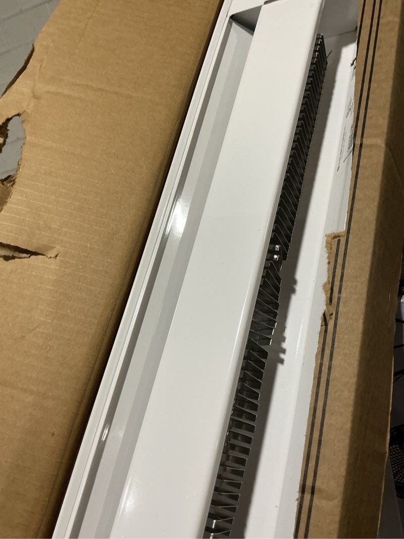 Condition photo showing As Is for 96 in. 240/208-volt 2,000/2,500/1,875/1,500-watt electric baseboard heater in white