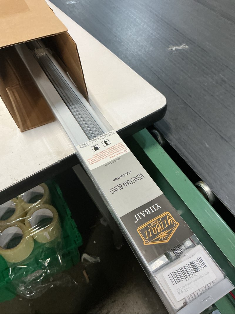 Condition photo showing Good Condition for yiibaii mini blinds suitable for 25" w x 64" h windows 1" aluminum horizontal venetian blinds darkening with rope and pole can mounted inside or outside white 25"w x 64"h