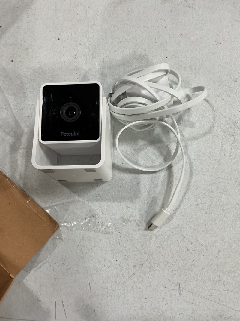 Condition photo showing As Is for petcube cam | indoor wi-fi pet and security camera with phone app, pet monitor with 2-way audio and video, night vision, 1080p hd video and smart alerts for ultimate home security 1 cam – camera only