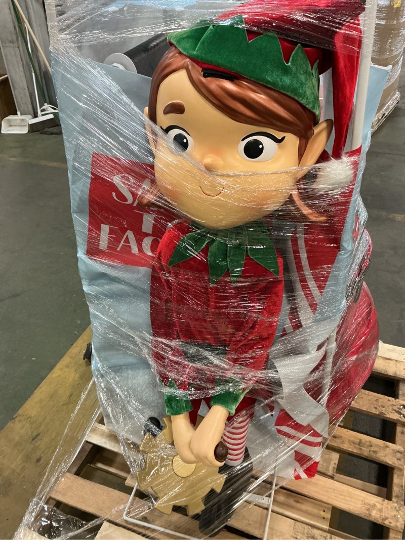 Condition photo showing As Is for Holiday Living Animatronic 65.6 in Freestanding Elf Yard Decoration with White Led Lights 