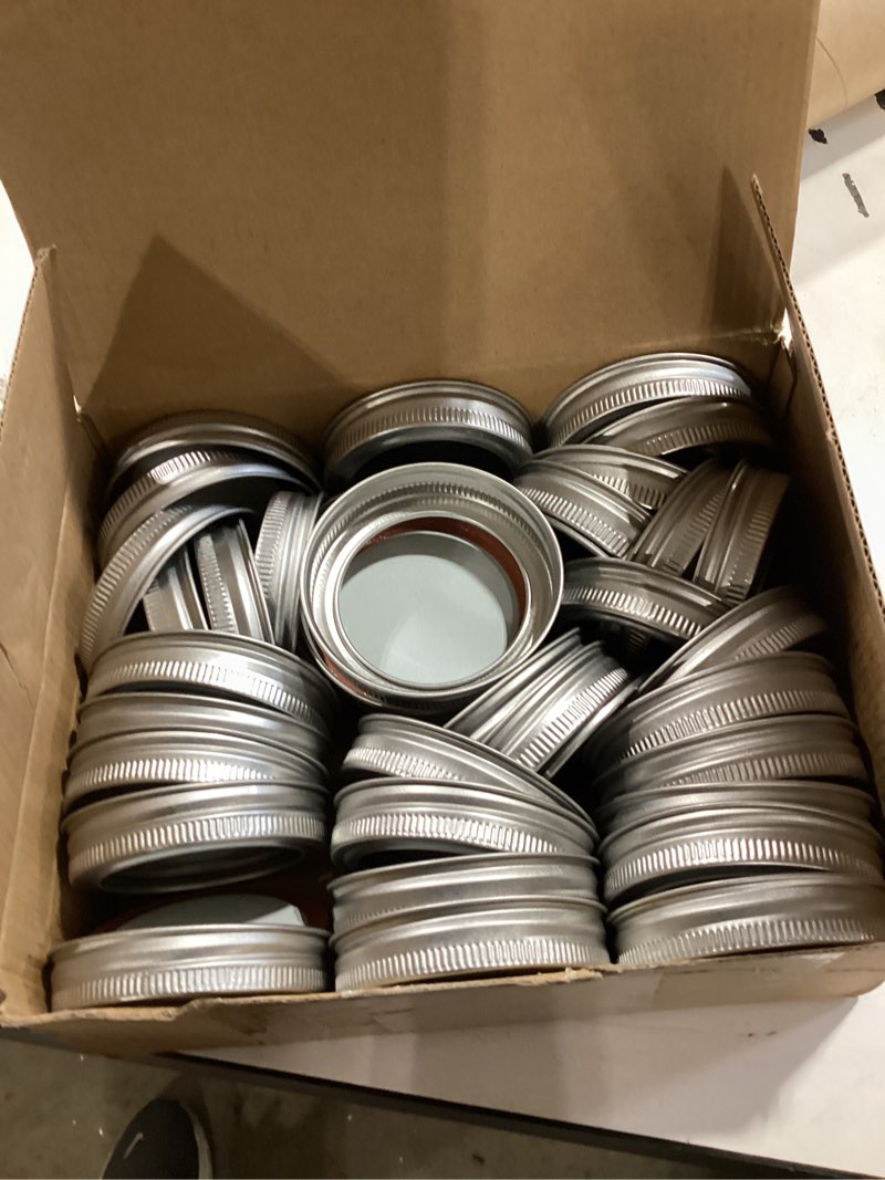 Condition photo showing Good Condition for 72pcs canning lids with rings wide mouth for canning jars, ball,kerr, split lids and rings food grade material, 100% fit & airtight for regular mouth jars (36ring+36lids for wide mouth) wide mouth (36 lids + 36 rings)