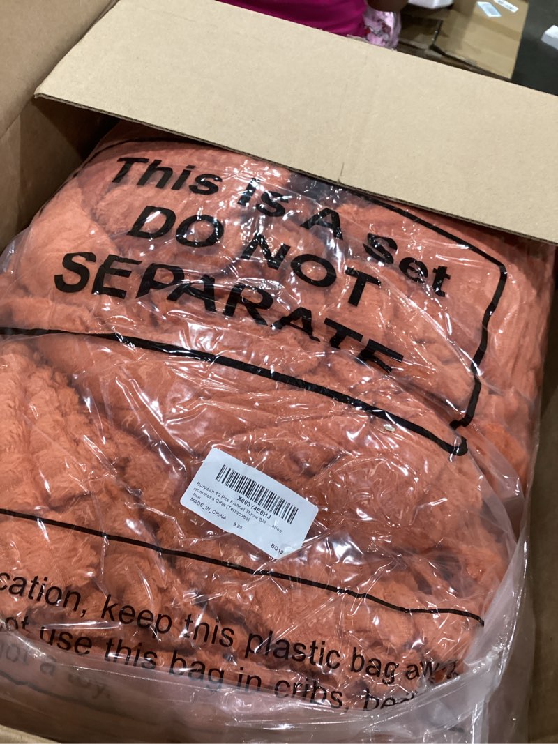 Condition photo showing Good Condition for Buryeah 12 Pcs Flannel Throw Blanket Bulk 50 x 60 Inch Wedding Throw Blanket Soft Lightweight 200 GSM Blankets with Striped Ribbed for Sofa Room Couch Donation Homeless Gifts(Colorful) 12 Colorful