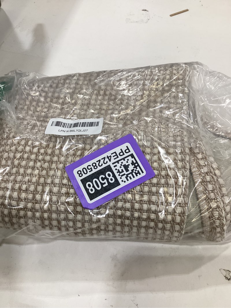 Condition photo showing New/Like New for KOZYFLY Indoor Door Mat 2x3 ft Small Area Rugs Washable Front Door Mat Non Slip Rubber Backed Entryway Rug Cotton Entrance Doormat for Front Porch Bathroom Kitchen Bedroom, Ivory/Khaki 2' x 3' (Rectangular) Ivory/Khaki