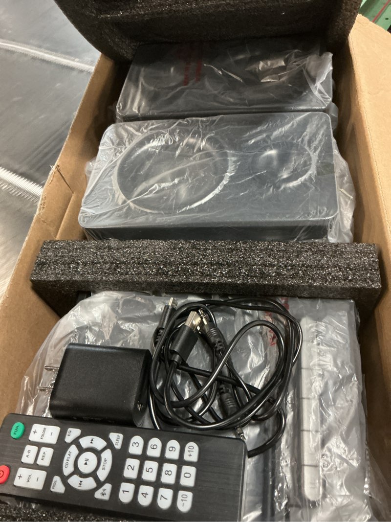 Condition photo showing New/Like New for greadio stereo system for home with boombox cd and cassette player combo, 40w home stereo system with bluetooth, fm radio/usb/tf/aux/remote control, detachable wooden bookshelf speakers black cd player boombox with stereo system