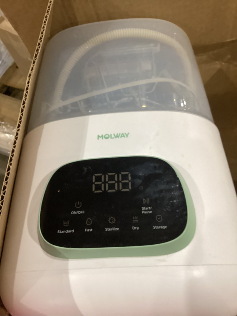 Condition photo showing As Is for upgraded baby bottle washer and sterilizer, all-in-one cleaning machine for bottles & parts, gift for new moms light green