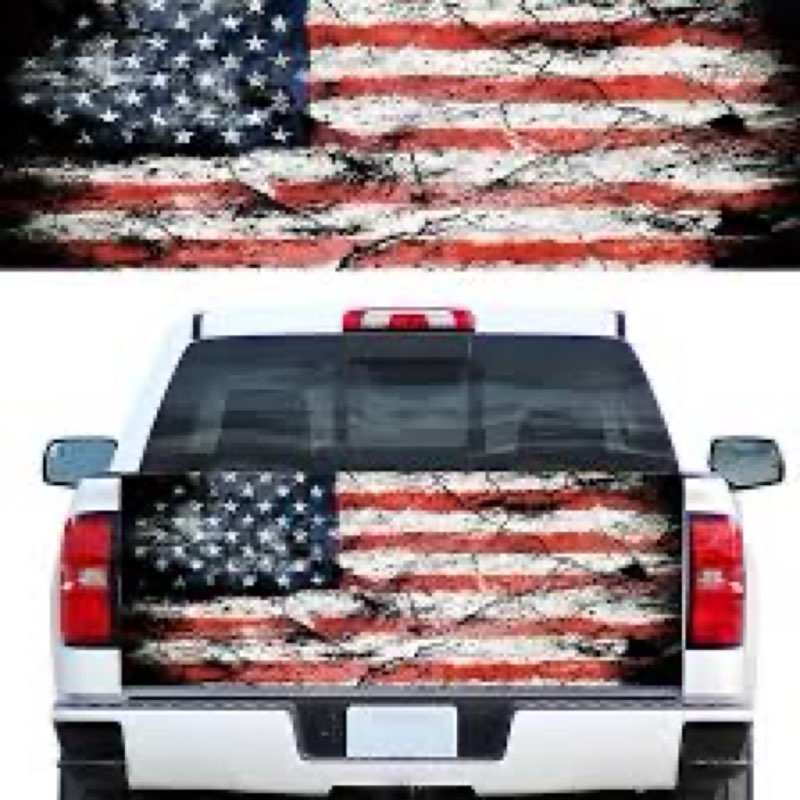 Tobethay Turck Tailgate Wraps - 66x23.6 in American Flag Tailgate Decals for Trucks