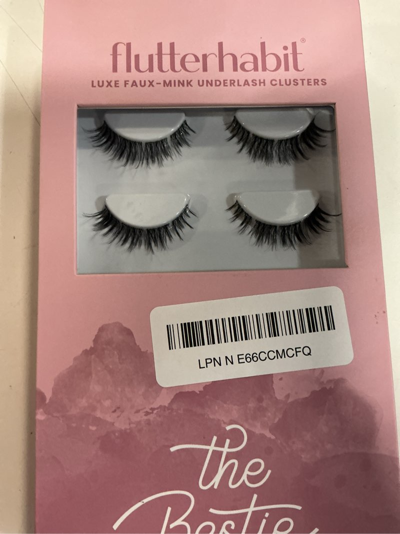 Condition photo showing Good Condition for flutterhabit the bestie preptech classic 6 pair underlash extensions, 6–14mm tapered lash clusters, reusable under lash eyelashes for at home application, light volume cat eye, adhesive required bestie (preptech)