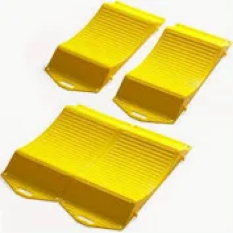 Yellow Heavy-Duty Tire Saver Ramps - Set of 4 Anti-Slip Vehicle Storage Ramps for RV, Camper, Traile
