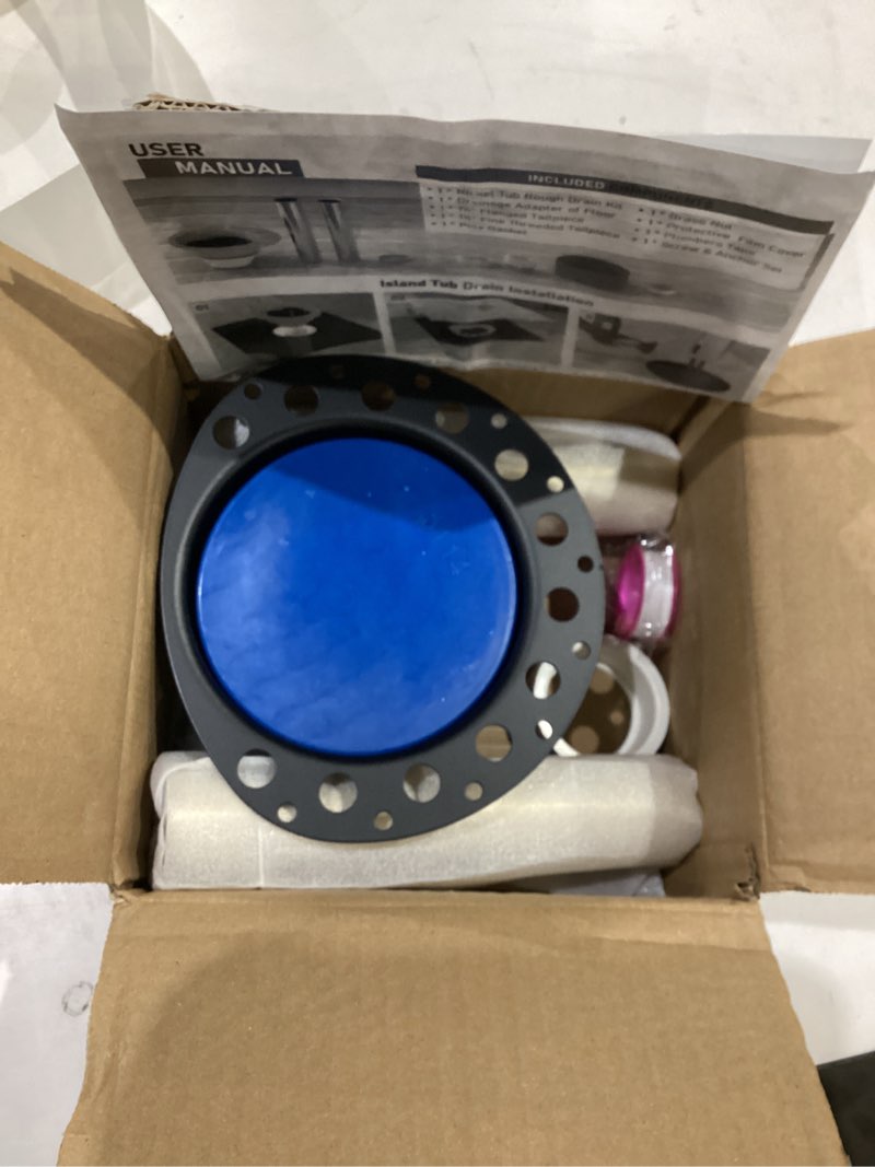 Condition photo showing As Is for Freestanding Tub Drain Rough-in Kit, Bathtub Drain Kit with PVC Adapter and Brass Tail Pipes, Compatible with Free Standing Bathtubs, Copper Bathtub and Floor Mounted Bathtub