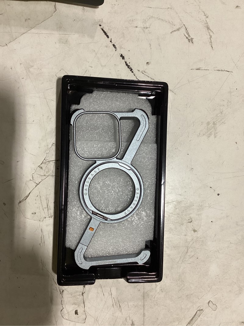 Condition photo showing Good Condition for oatsbasf minimalist phone case compatible with iphone 12 pro max 6.7", 360° rotation kickstand aluminum metal frameless design bumper z case, protective shock grade shell, blue blue for iphone 12 pro max 6.7"