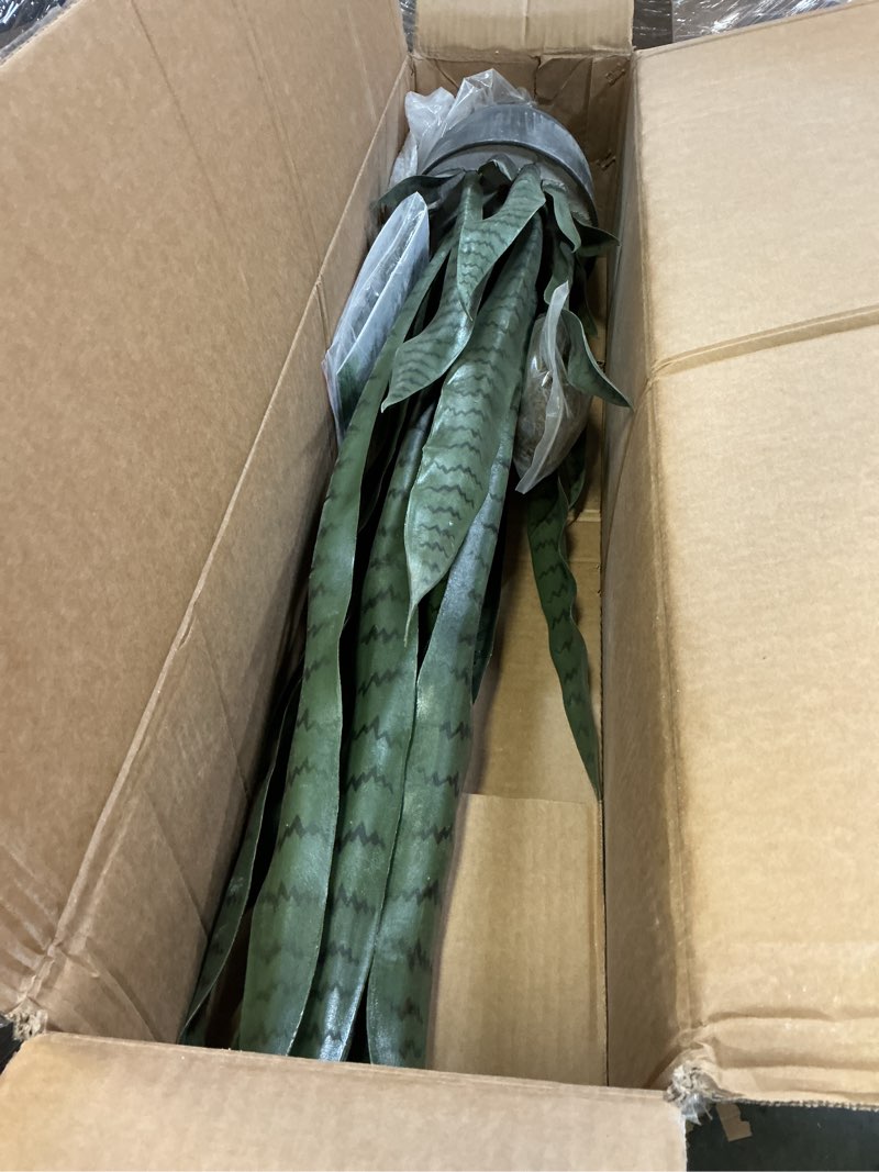 Condition photo showing Good Condition for 3ft Artificial Snake Plant – 36in Faux Sansevieria Plants, Fake Floor Plant for Indoor Outdoor, Front Porch Patio Home Office Decor, Mother-in-Law’s Tongue, Green 1Pcs Green (1 Pack) 36"