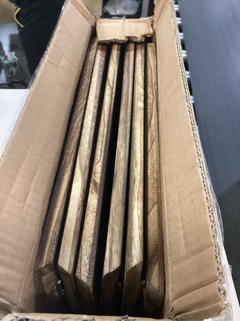 Condition photo showing Good Condition for 40" Wood Christmas Tree Collar, XL Hexagon Xmas Bottom Cover, Rustic Vintage Skirt for 7.5-11 ft Christmas Tree, Wooden Xmas Oversized Holiday Decor for Home Festive Party(Brown,Cute) Brown Cute