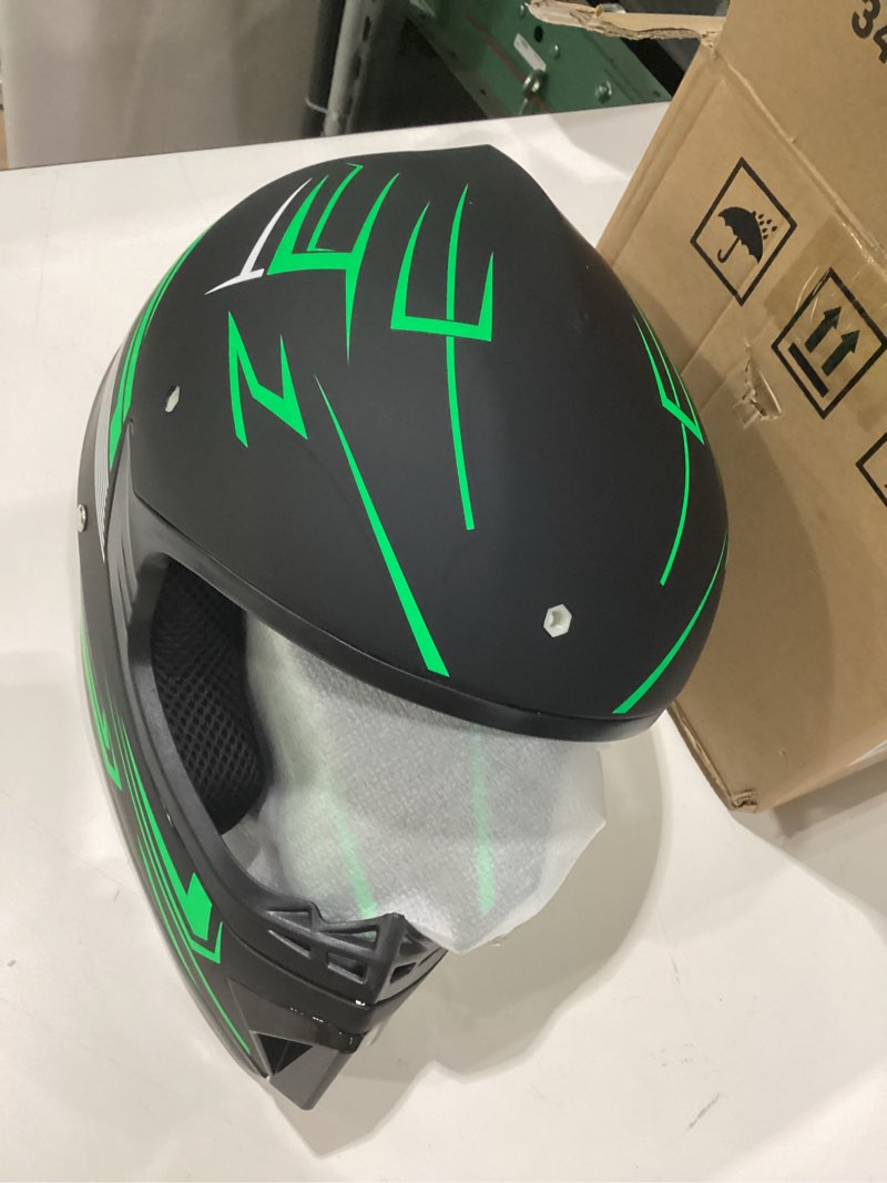 Condition photo showing New/Like New for green size unknown adult 4 wheeler helmet, motocross helmet dot/fmvss-218 certification comfortable and breathable full helmets for locomotives used in all seasons small green