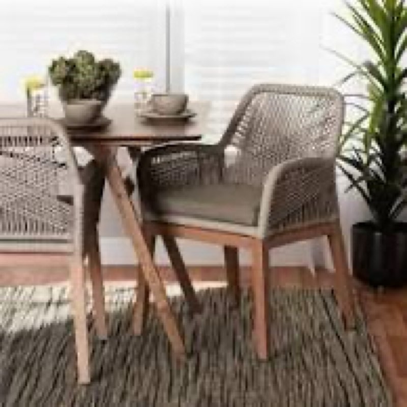 Jennifer mid - century transitional woven rope mahogany dining