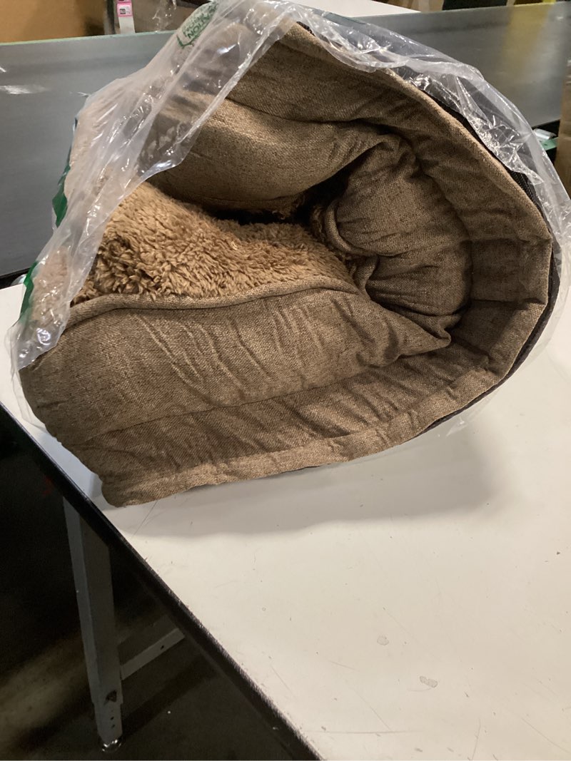 Condition photo showing Good Condition for Orthopedic Dog Beds for Medium Size Dogs, Waterproof Egg-Crate Foam Pet Couch Bed with Soft Sides, Non-Slip Dog Sofa with Fleece Removable Washable Cover, 28" L Supportive Pet Sofa, Brown Brown Sherpa Fleece 28"L x 23"W x 9.5"Th