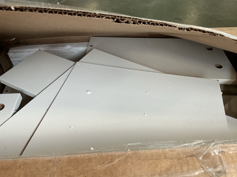 Condition photo showing As Is for DWVO LED Makeup Vanity Table with 3 Light Modes, 4 Storage Drawers, Built-in Power Outlets & Hairdryer Holder, Dressing Table with Cushioned Stool Cool White Bulbs