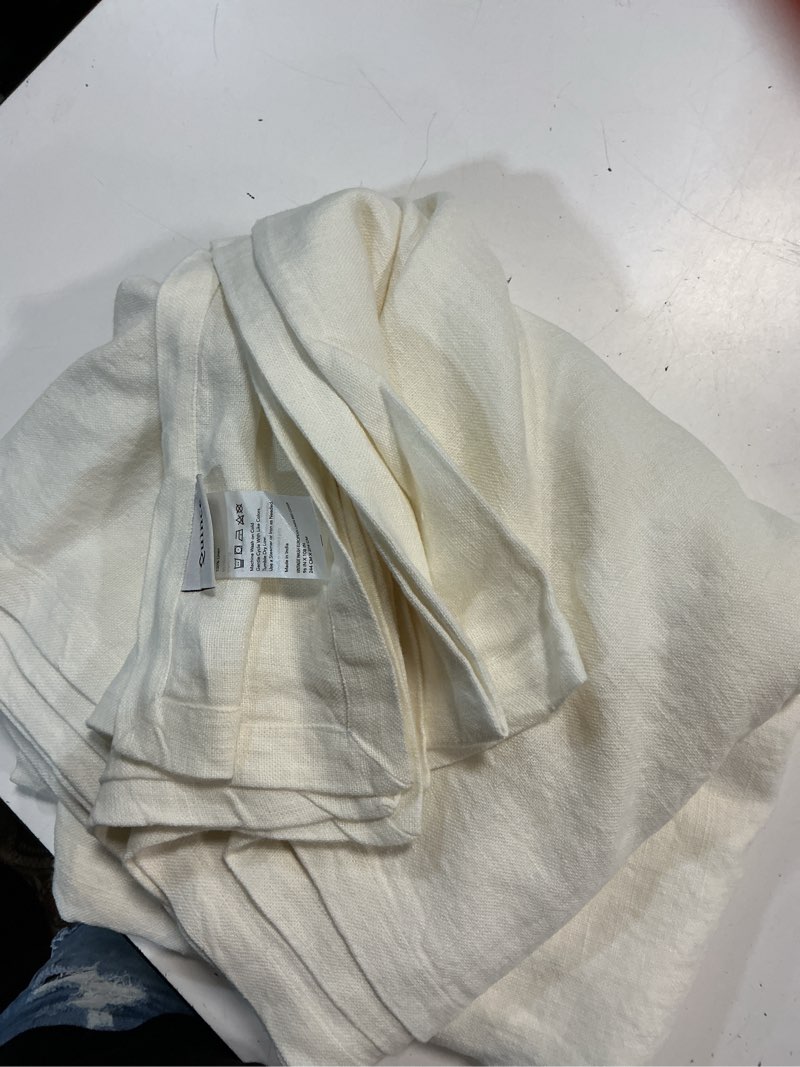Condition photo showing Good Condition for quince vintage wash european linen bed cover 96”x108” white