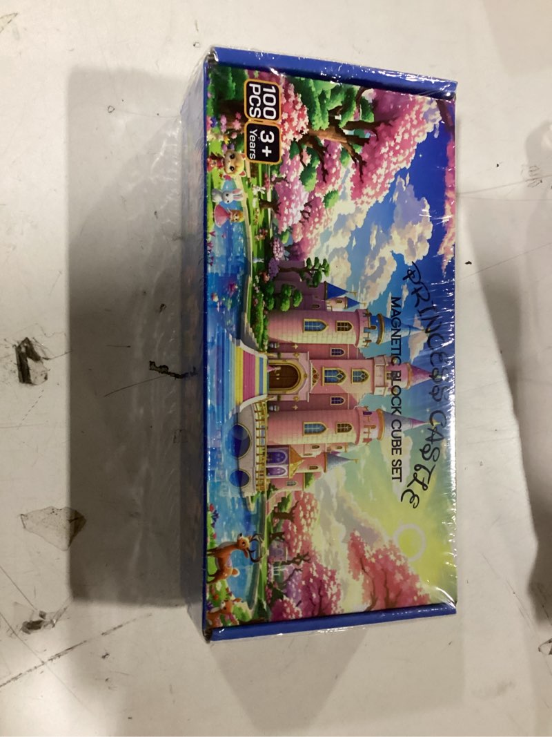 Condition photo showing New/Like New for 100 PCS Magnetic Building Blocks for Kids Ages 4-8, Princess Castle Garden Magnet STEM Sensory Toys-Magnetic Castle Princess, Christmas Birthday Gifts Toy for Girls & Boys 3+ Ages Pink Castle 100.0