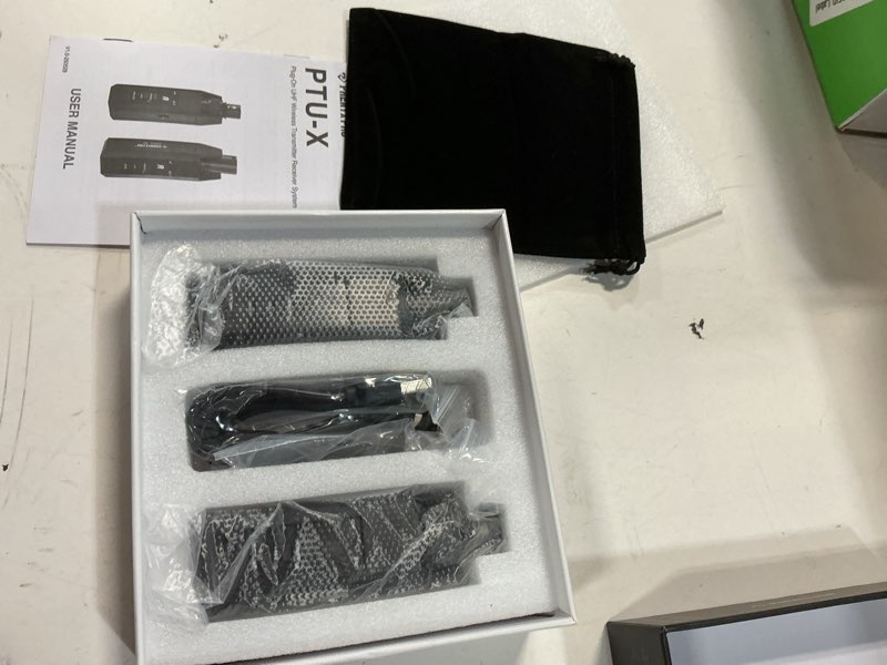 Condition photo showing New/Like New for phenyx pro plug-on xlr wireless transmitter receiver system, wired-to-wireless microphone system w/ 16 uhf frequencies, auto-scan, xlr microphone adapter for both dynamic mic and condenser mic (ptu-x)