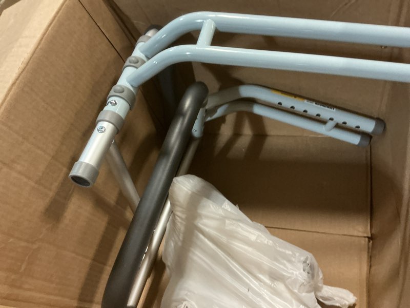 Condition photo showing As Is for toilet safety rails, adjustable toilet frame for elderly, seniors, handicap & disabled, foldable handicap toilet handles fit any toilets (300 lb) gray