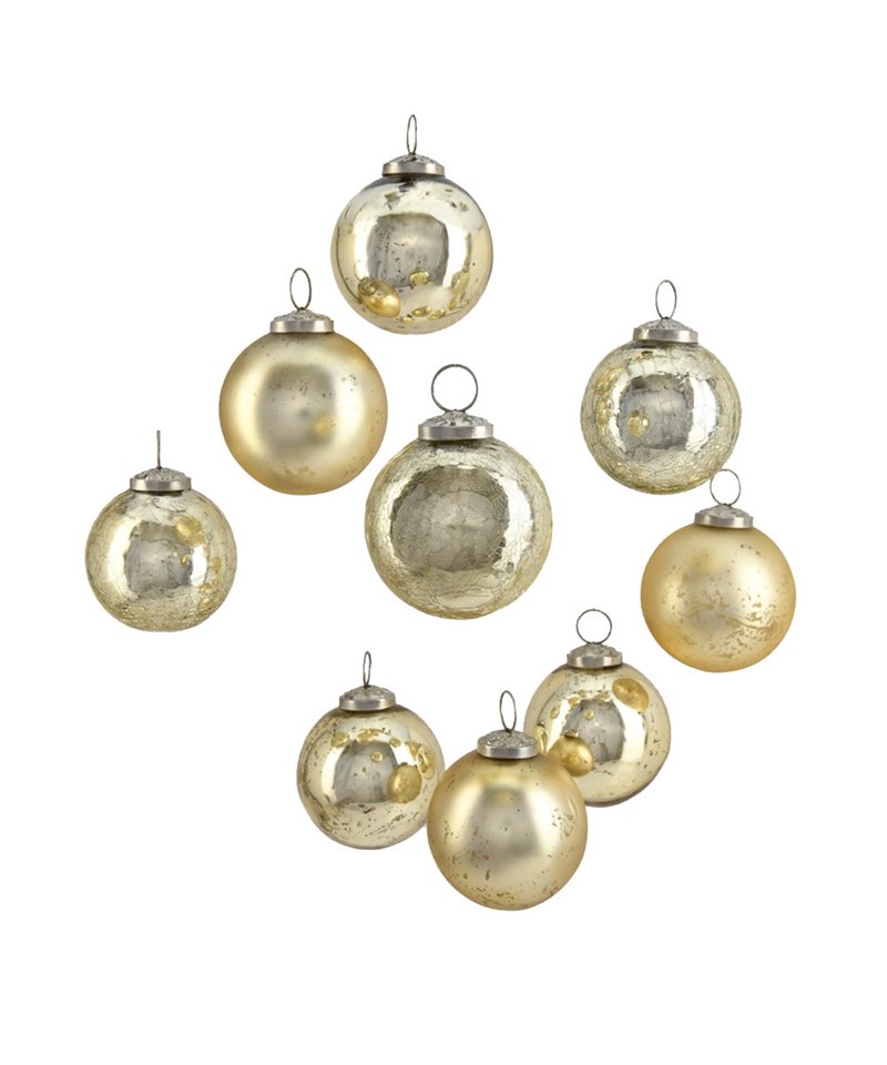 9 Pieces Glass Vintage Ball Ornament Set