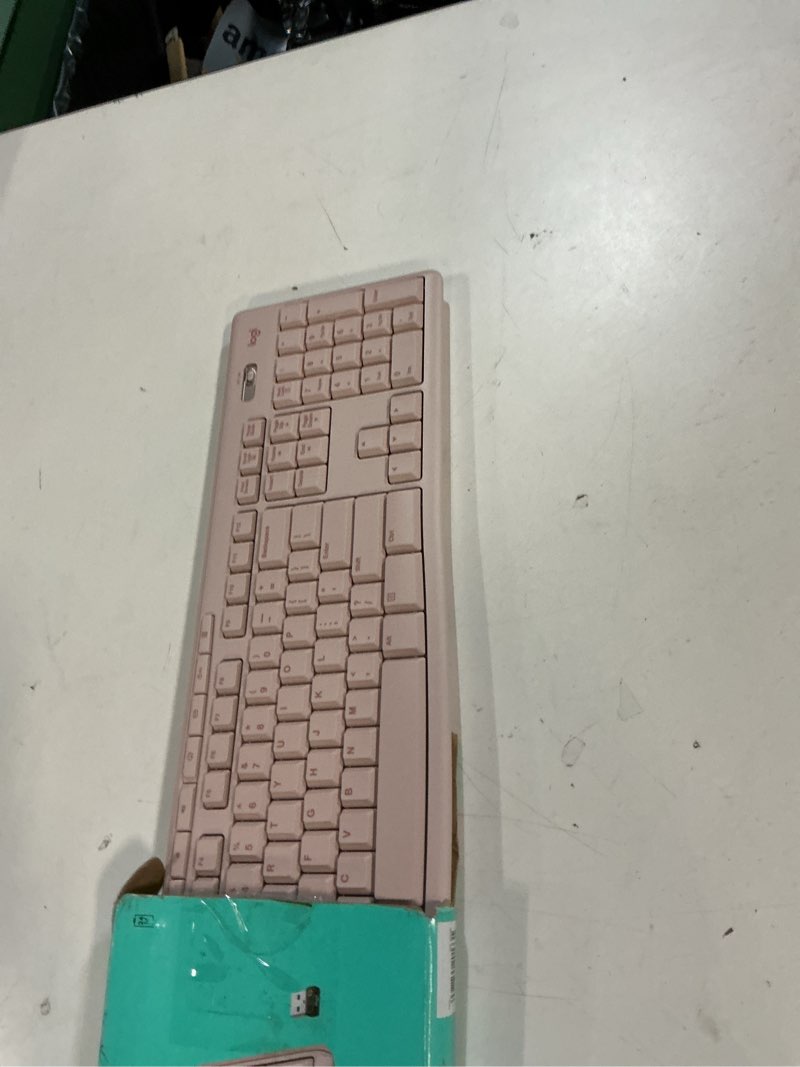 Condition photo showing Good Condition for logitech k270 wireless keyboard for windows, 2.4 ghz wireless, full-size, number pad, 8 multimedia keys, 2-year battery life, compatible with pc, laptop - rose rose 1 pack keyboard