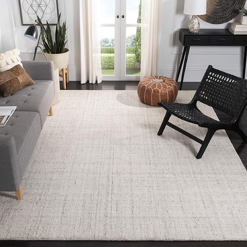 similar  to photo safavieh area rug 8x10 - abstract collection - large - ivory & beige, handmade wool & viscose, ideal for living room, bedroom, office, dining space (abt141d