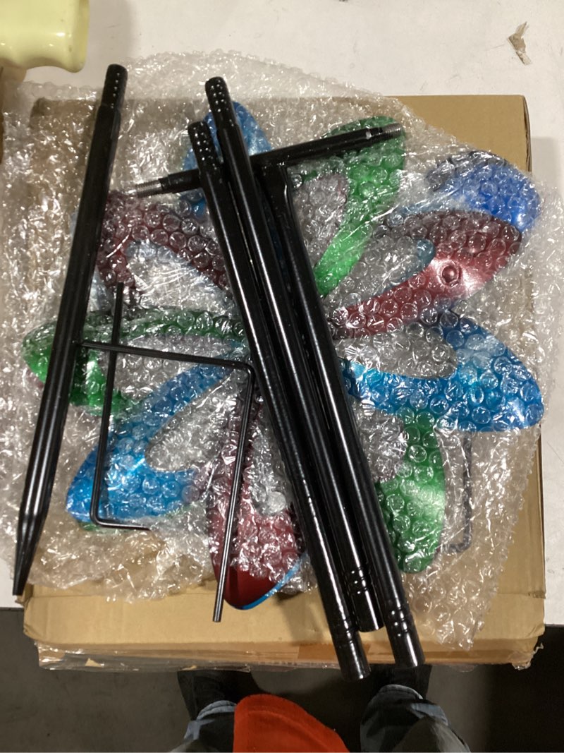 Condition photo showing New/Like New for Garden Wind Spinners, Dual-Sided Colorful Metal Windmill 13" Dia*55" Height Wind Sculptures & Spinners, Vibrant Outdoor Kinetic Art for Yard, Garden, Driveway Decor Colorful-4colors