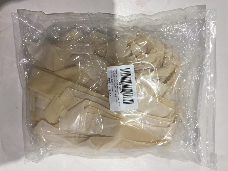 Condition photo showing New/Like New for 10pcs Beige Large Velvet Christmas Bows for Xmas Tree Wreath, Garland, Swag, Staircase,Wedding Indoor Outdoor Home Decor (15 * 24 inch,Width of 1inch) 10 Beige