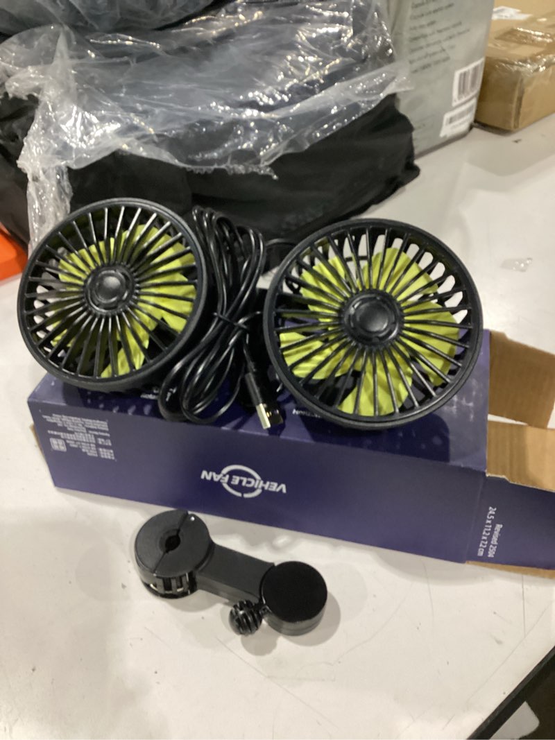 Condition photo showing As Is for car fans for backseat for kids, car backseat fan for car back seat(no battery) 4.1x9.25 inch