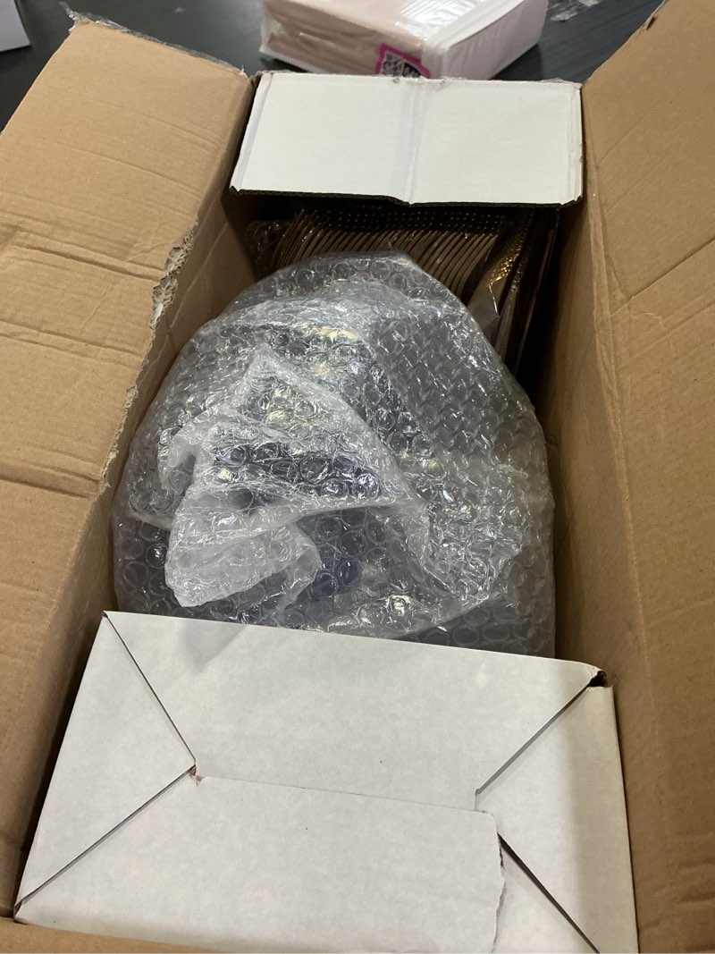 Condition photo showing New/Like New for wdf 350pcs clear and gold plastic plates - heavy duty clear plates disposable - gold dinnerware sets of 100 plastic plate 150silverware 50 cups 50 napkins for wedding baby shower spring clear and gold 350 pieces