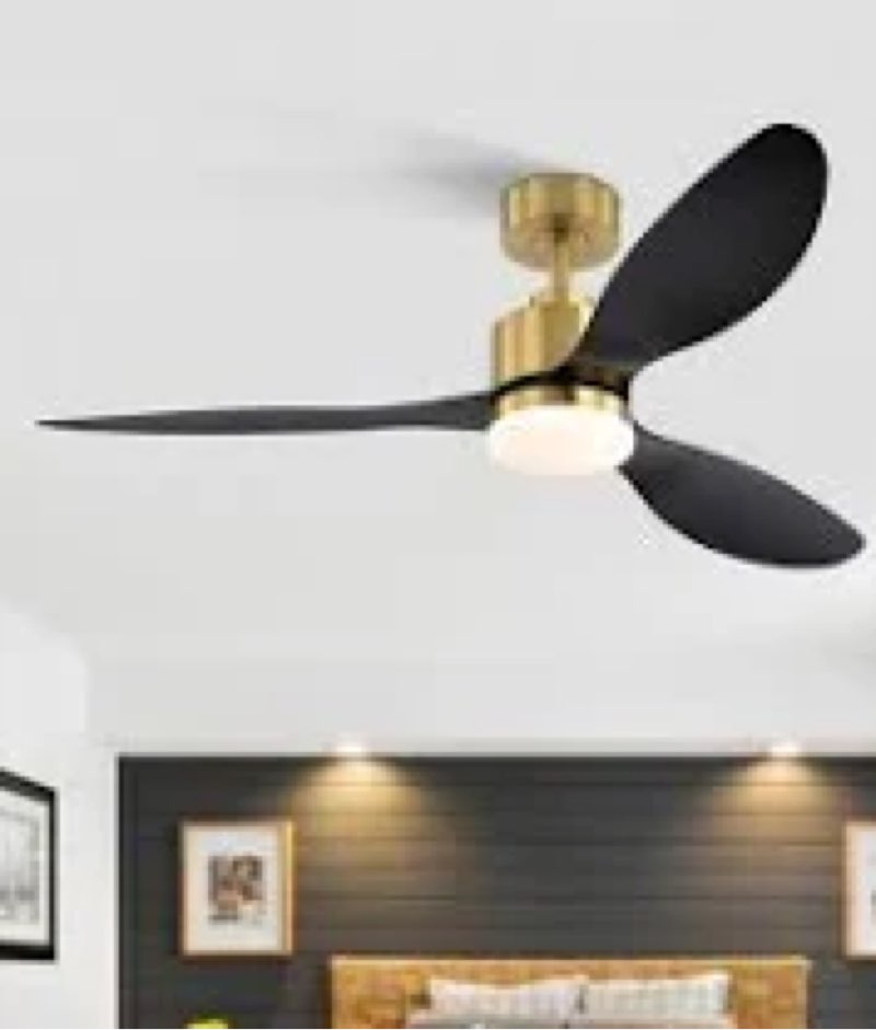 Loritta 52'' 3 - Blade Large Indooor Ceiling Fan With Light Kit and Remote, 3 LED Colors, 6 Speed Noiseless DC Motor, Timer