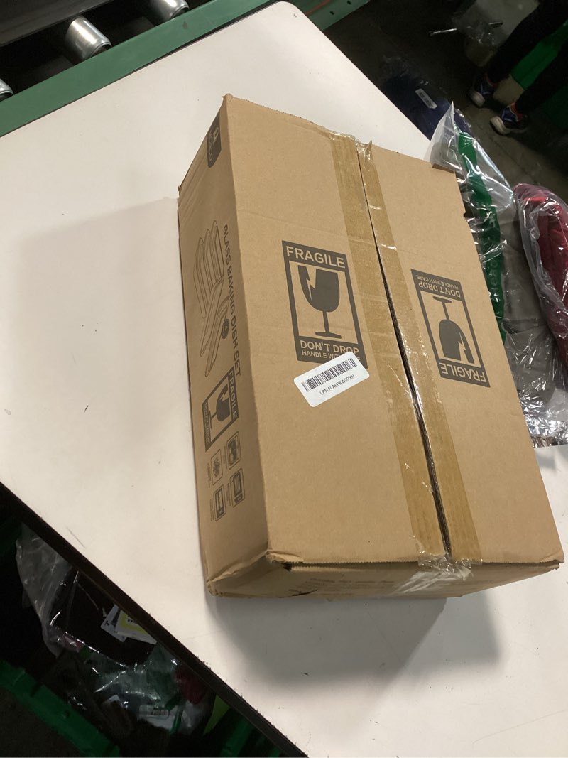 Condition photo showing New/Like New for 8-Piece Deep Glass Baking Dish Set with Plastic lids,Rectangular Glass Bakeware Set with Lids, Baking Pans for Lasagna, Leftovers, Cooking, Kitchen, Freezer-to-Oven and Dishwasher, Gray