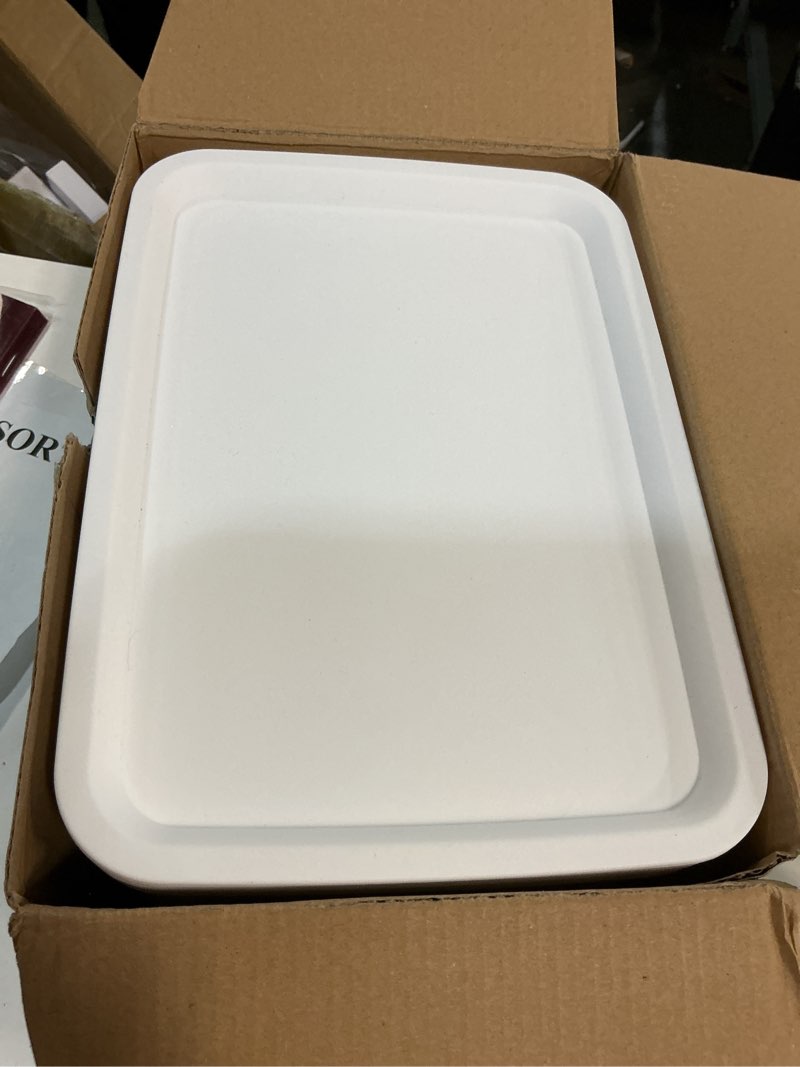 Condition photo showing Good Condition for 8-pack white plastic storage baskets with lids, label organizers, stackable organizer containers: for organizing shelves, drawers, desk closets, playrooms, classrooms, offices