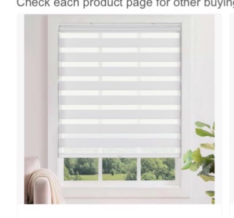 LazBlinds No Drill Cordless Zebra Blinds for Indoor Windows, Dual Layer Light Control Roller Shades 