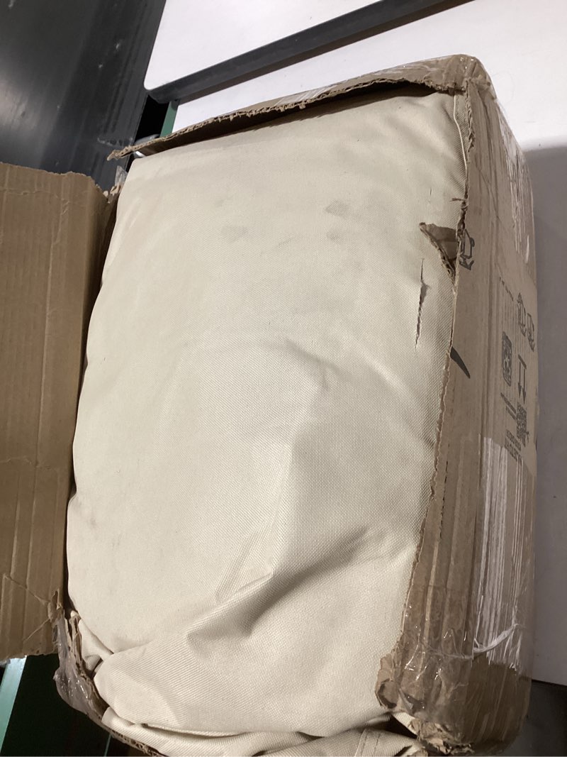 Condition photo showing As Is for Patio Furniture Covers Waterproof Heavy Duty, 126"x126"x28" Extra Large Outdoor Dining Table and Chair Covers/ Waterproof UV Snow Resistant/ General Purpose Outside Sectional Sofa Set Covers XXXXL-126"L x 126"W x 28"H Beige with Grey