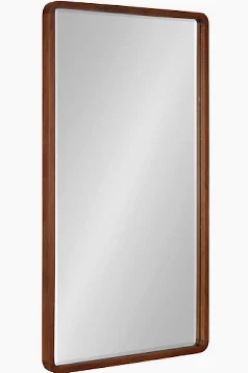 30 x 48 inch bathroom mirror, rounded rectangular vanity mirror for wall, modern mirror for room decor, brown framed wall-mounted mirrors for home decor, hangs horizontally or vertically
