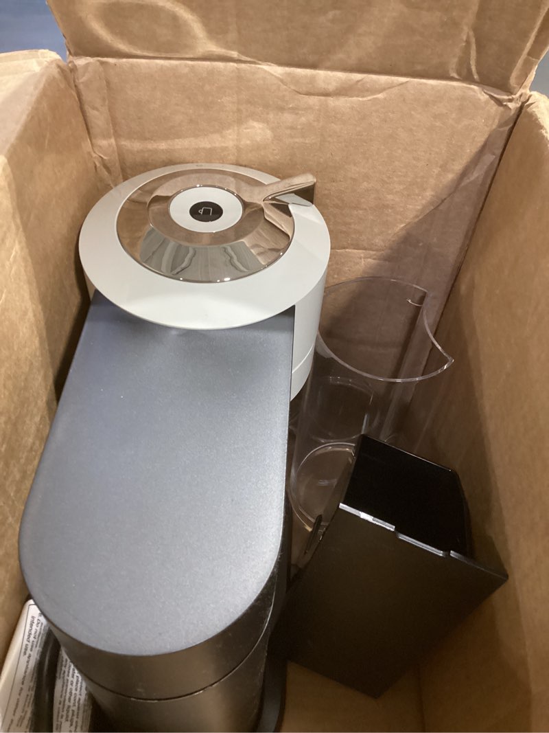 Condition photo showing As Is for nespresso vertuo next coffee and espresso maker by breville, with aeroccino milk frother machine + frother gray