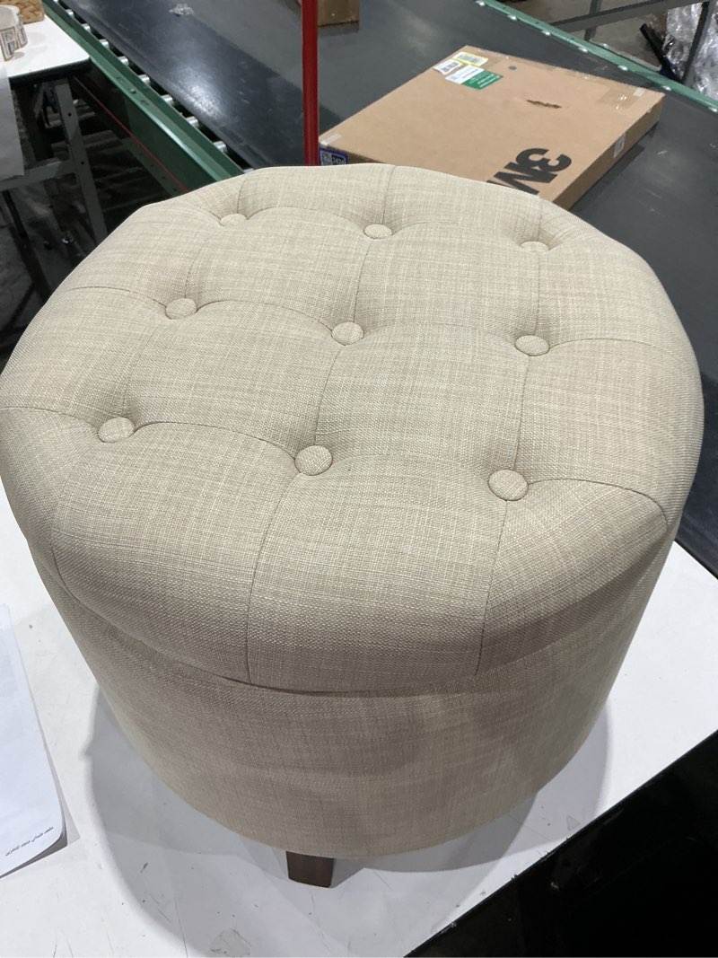 Condition photo showing Good Condition for convenience concepts designs4comfort round storage ottoman 19.75" - versatile contemporary foot stool for living room, office, tan fabric