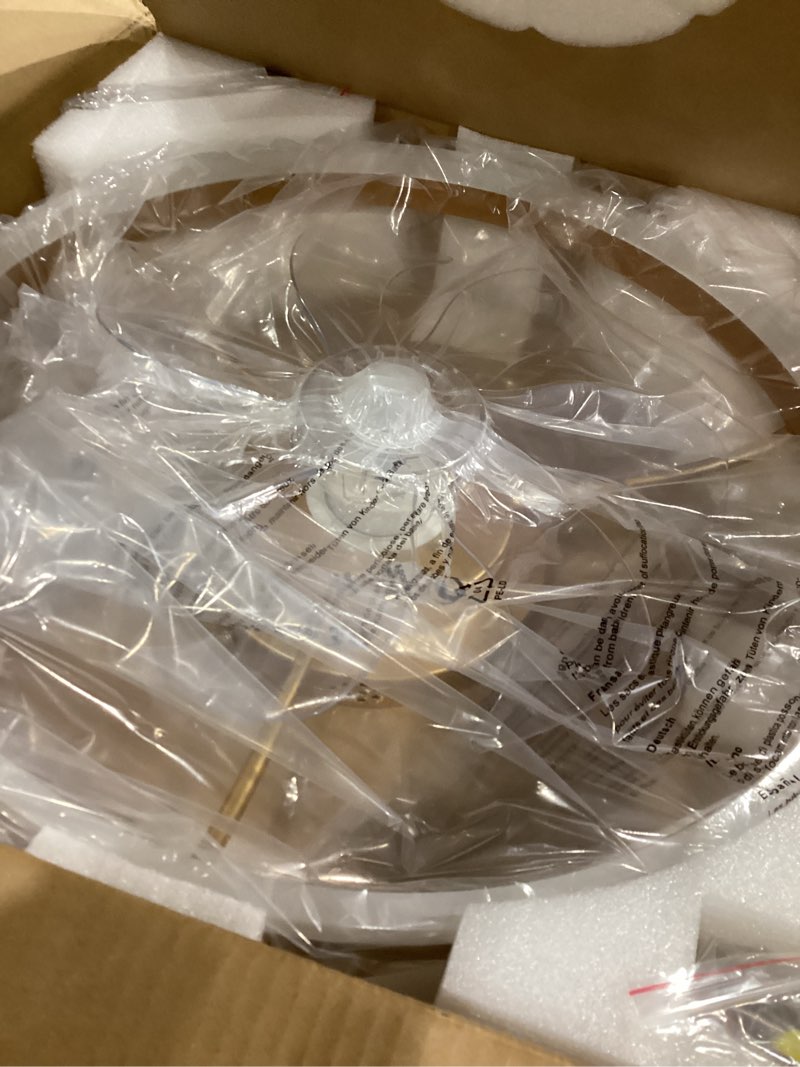 Condition photo showing New/Like New for STERREN Modern Gold Ceiling Fans with Lights,20" Dimmable Flush Mount Low Profile Ceiling Fans with Remote Control,Indoor Smart Ceiling Fan with Light for Bedroom Gold 19.7 inch