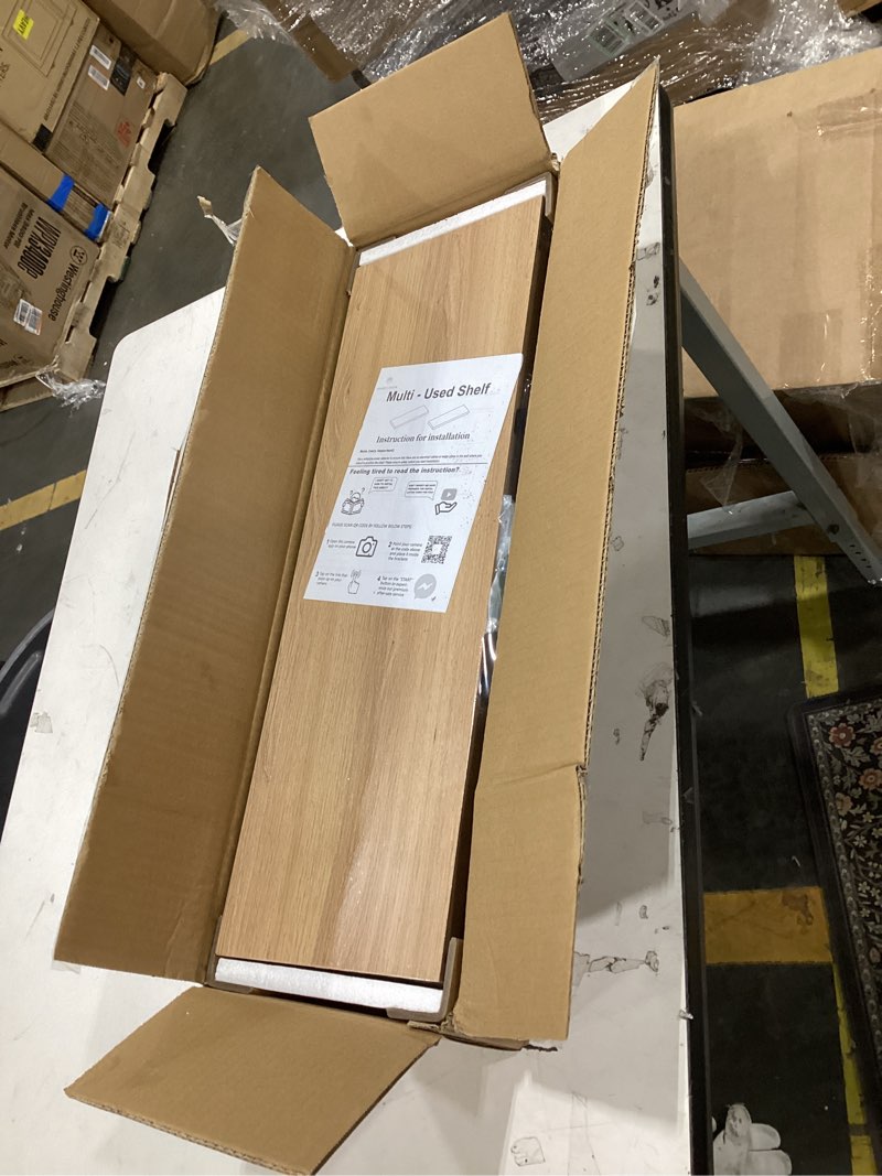 Condition photo showing New/Like New for inhabit union oak floating shelves for wall?24in wall mounted display ledge shelves perfect for bedroom, bathroom, living room and kitchen decoration storage (oak, set of 2) oak 24 inch