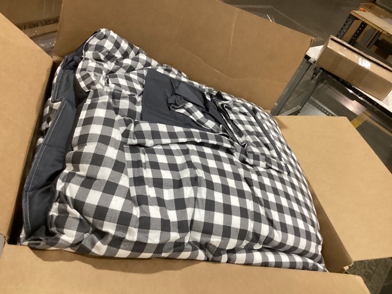 Condition photo showing Good Condition for eddie bauer - king comforter set, reversible cotton bedding with matching shams, pre-washed for added softness (kingston charcoal, king) king kingston charcoal