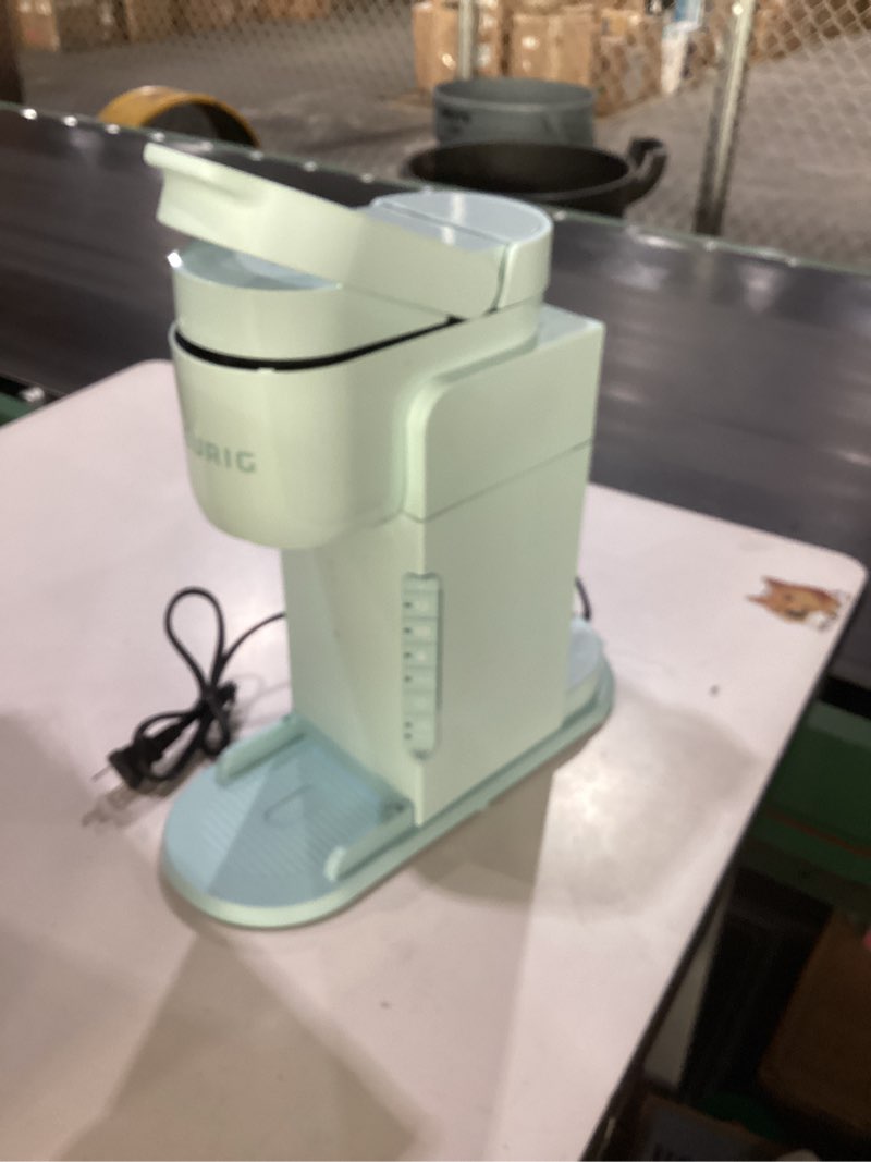Condition photo showing As Is for keurig k-express single serve k-cup pod coffee maker, 3 brew sizes, strong button feature, 42oz removable reservoir, mint