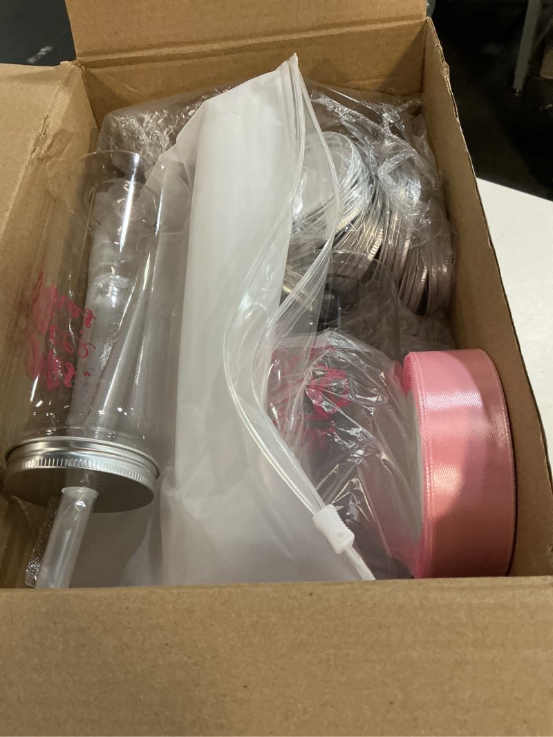 Condition photo showing Good Condition for honeydak 25 sets quinceanera party favors for guests 14 oz quinceanera reusable plastic tumbler cup with lids and straws thank you cards with ribbon bow anos birthday party favors(pink)