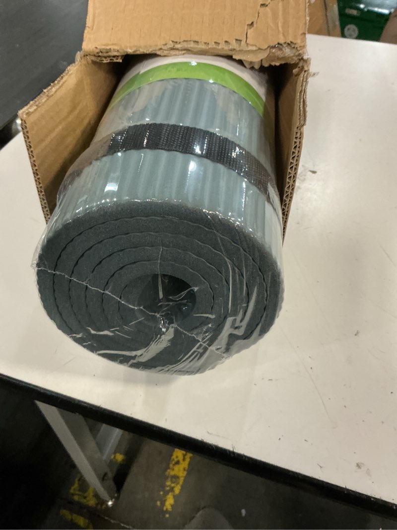Condition photo showing New/Like New for gaiam essentials 2/5" thick (10mm) yoga & pilates, fitness & exercise mat with easy-cinch carrier strap cushion support for fitness and gym workouts
