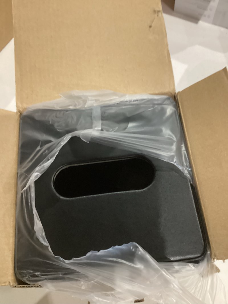 Condition photo showing As Is for Tissue Box Cover Square PU Leather Facial Tissue Box Holder for Dresser Bathroom Decor (Black)