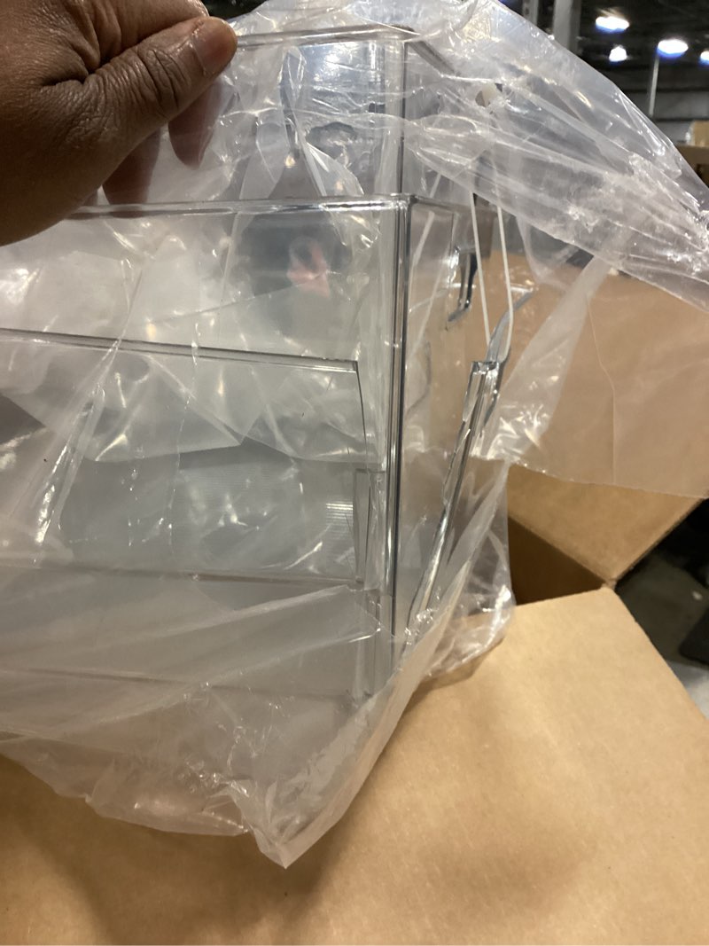 Condition photo showing As Is for Isaac Jacobs 2-Pack Extra-Large Clear Storage Bins (11.5” L x 14” W x 9” H) w/Cutout Handles, Plastic Organizer for Home, for Kitchen, Fridge, Pantry, BPA Free, Food Safe (2-Pack, Extra-Large) 2 Extra-Large