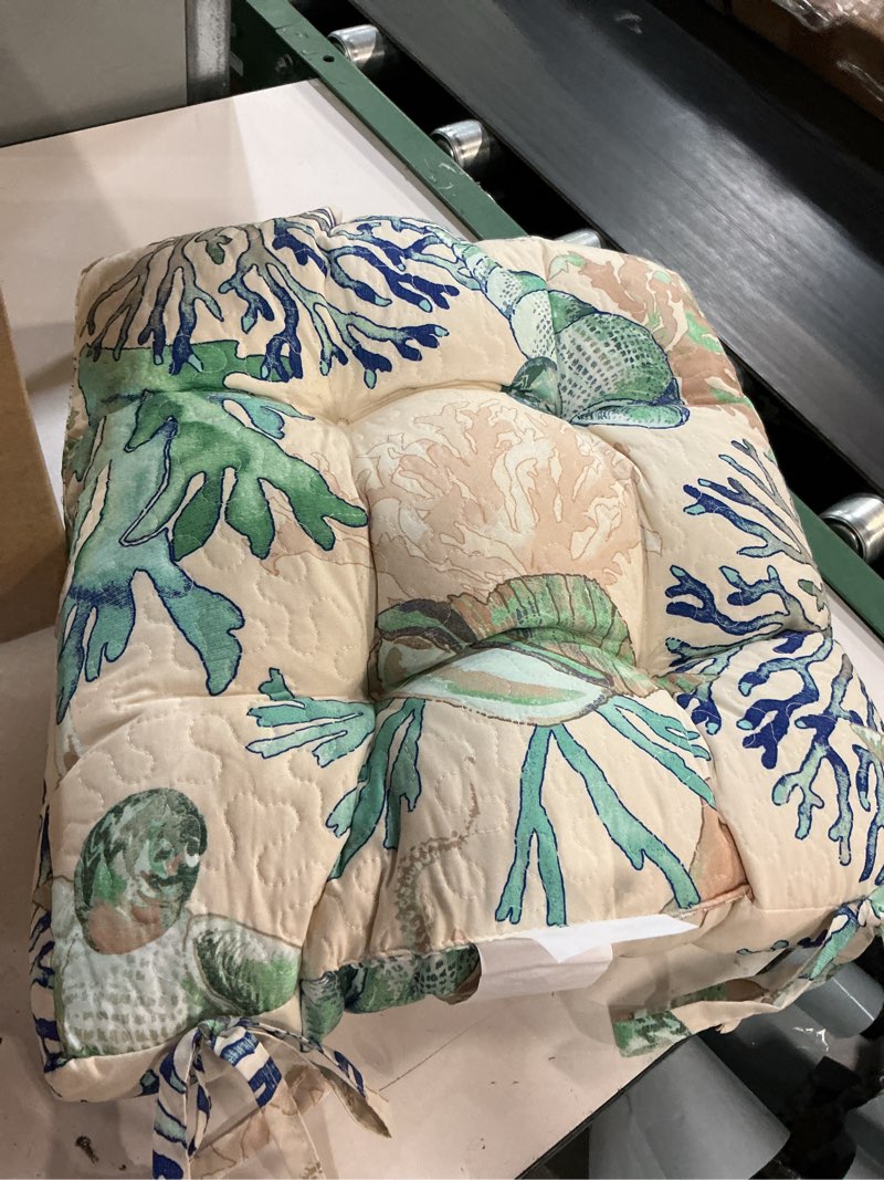 Condition photo showing Good Condition for black forest decor aqua reef chair pad, cotton, decorative accent, 18\" w x 18\" l 1 pack