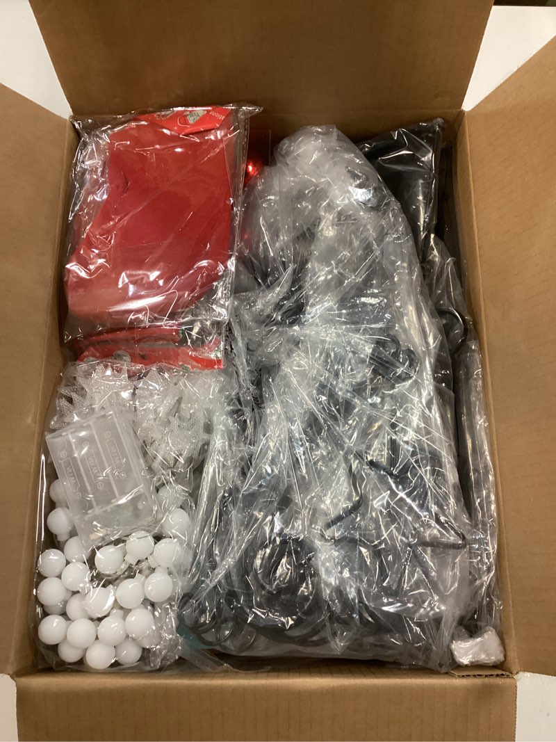 Condition photo showing New/Like New for Riciakik 75” Metal Christmas Tree, Christmas Ornament Display Stand Tree with Hooks, Freestanding Wrought Iron Christmas Tree with 100 LED Lights, 54 Balls, 2 Mini Stockings & 6 Xmas Cards B-Metal Christmas Tree