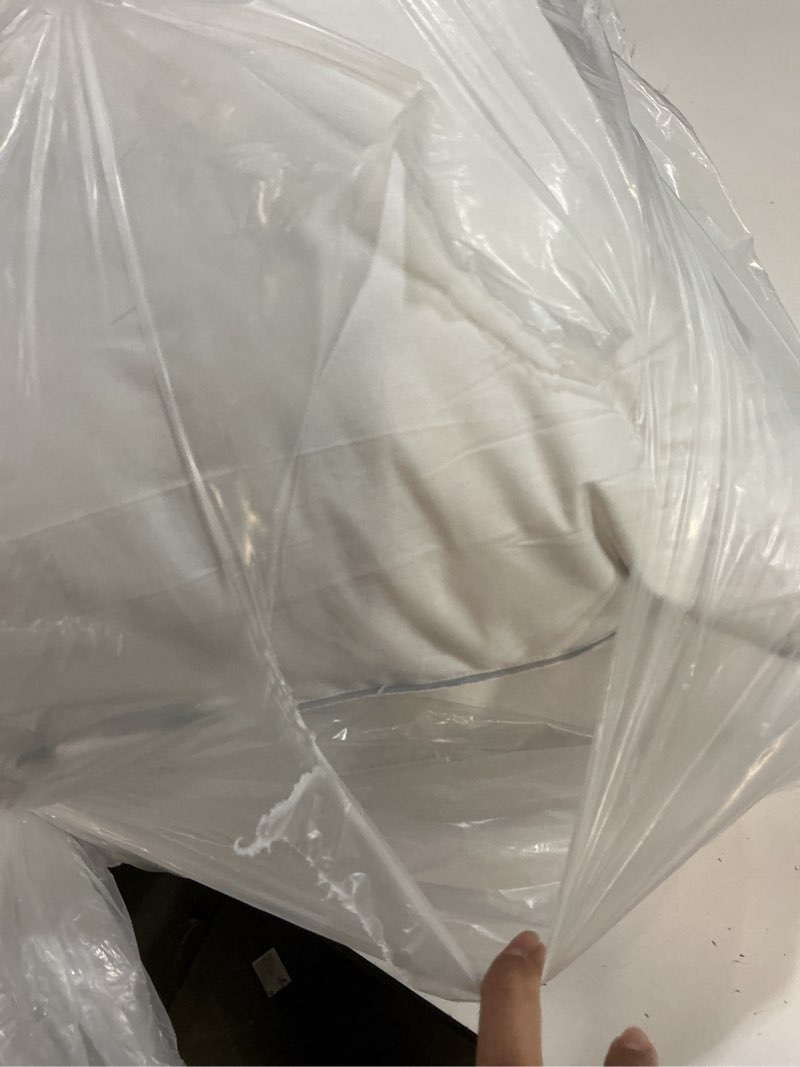 Condition photo showing As Is for feather pillows queen size set of 2 - goose down hotel bed pillow for sleeping, soft 600 thread count cotton cover, fluffy support surround fill polyester for side, back and stomach sleepers